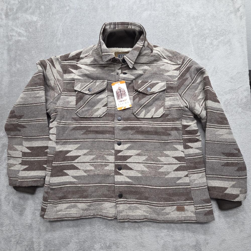 JACHS New York Jacket Mens 2XL Brown Bomber Lined Collared Snap Pockets